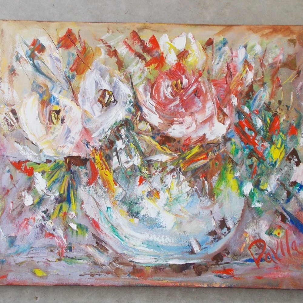 Original "Bodatious Floral" oil painting, 16"x20" - Picture 2 of 3